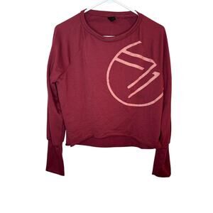 Savvi Women's Extra Small Long Sleeve Shirt Maroon Geometric Graphic Oversized